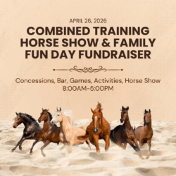 This is an all-day event for EVERYONE. All proceeds go to support our Therapeutic Riding programs. Come on out for family activities, games, food, and beverages.